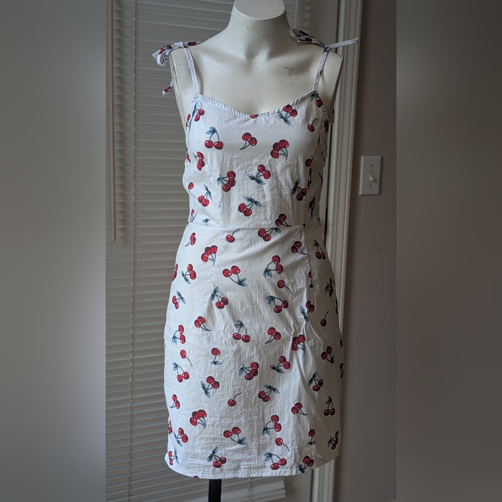 Cherry Print White Dress